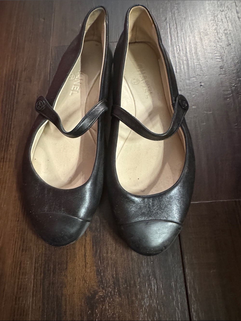 CHANEL Black Leather Mary Jane Flats with Rounded Toe - Picture 2 of 8